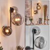 Chehalis globe light, wall light 23 cm chrome, clear, Smoke-coloured, 3-light sources