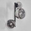Chehalis globe light, wall light 23 cm chrome, clear, Smoke-coloured, 3-light sources
