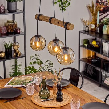 Ripoll hanging light, globe light, pendant light Ecru, black, 3-light sources