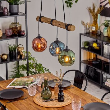 Ripoll hanging light, globe light, pendant light Ecru, black, 3-light sources