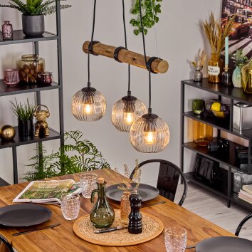 Ripoll hanging light, globe light, pendant light Ecru, black, 3-light sources
