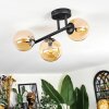 Chehalis ceiling light, globe light Amber, 3-light sources