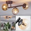 Chehalis ceiling light, globe light Amber, clear, 3-light sources