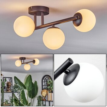 Chehalis ceiling light, globe light white, 3-light sources