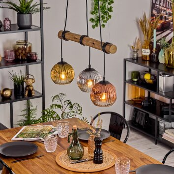 Ripoll hanging light, globe light, pendant light Ecru, black, 3-light sources