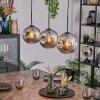 Ripoll hanging light, globe light, pendant light chrome, Smoke-coloured, 3-light sources