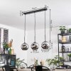 Ripoll hanging light, globe light, pendant light chrome, Smoke-coloured, 3-light sources