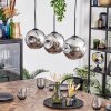 Ripoll hanging light, globe light, pendant light chrome, Smoke-coloured, 3-light sources