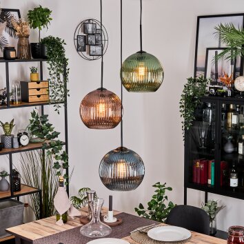 Koyoto hanging light, globe light, pendant light black, 3-light sources