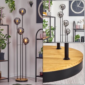 Gastor floor lamp Dark wood, black, 4-light sources