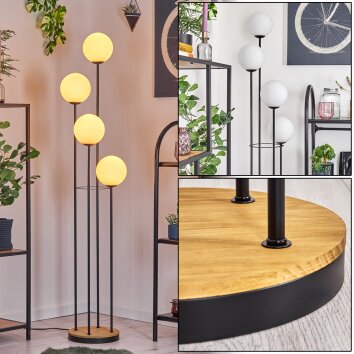 Gastor floor lamp Dark wood, black, 4-light sources