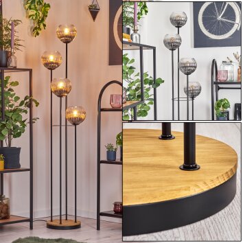Koyoto floor lamp Dark wood, black, 4-light sources
