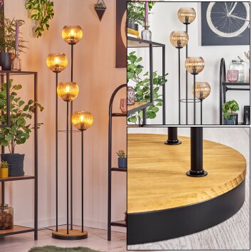 Koyoto floor lamp 30 cm Dark wood, black, 4-light sources