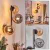 Chehalis globe light, wall light Amber, Smoke-coloured, 3-light sources