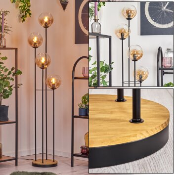 Gastor floor lamp 30 cm Dark wood, black, 4-light sources