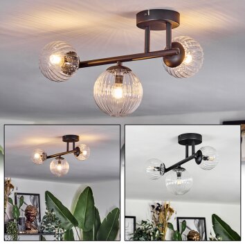 Chehalis ceiling light, globe light clear, 3-light sources