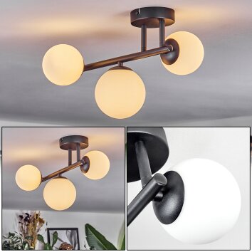 Chehalis ceiling light, globe light white, 3-light sources