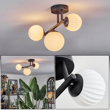 Chehalis ceiling light, globe light white, 3-light sources