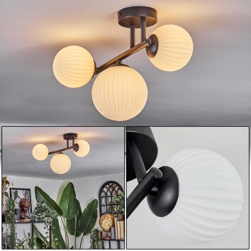 Chehalis ceiling light, globe light white, 3-light sources