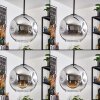 Ripoll hanging light, globe light, pendant light chrome, clear, Smoke-coloured, 3-light sources