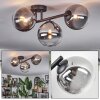 Chehalis ceiling light, globe light clear, Smoke-coloured, 3-light sources