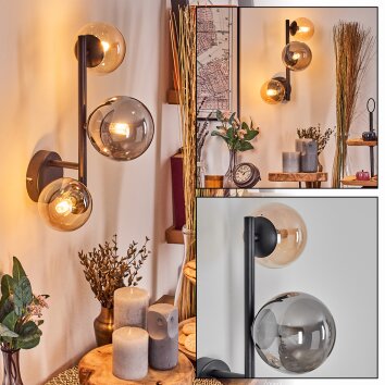 Chehalis globe light, wall light Amber, Smoke-coloured, 3-light sources