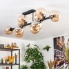 Gastor ceiling light, globe light Amber, 10-light sources