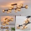 Gastor ceiling light, globe light Amber, clear, 10-light sources