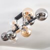 Gastor ceiling light, globe light Amber, clear, Smoke-coloured, 10-light sources