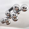 Gastor ceiling light, globe light chrome, Smoke-coloured, 10-light sources
