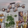 Gastor ceiling light, globe light chrome, Smoke-coloured, 10-light sources