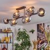 Gastor ceiling light, globe light chrome, clear, Smoke-coloured, 10-light sources