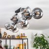 Gastor ceiling light, globe light chrome, clear, Smoke-coloured, 10-light sources