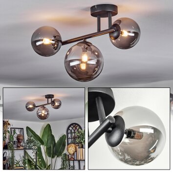 Chehalis ceiling light, globe light Smoke-coloured, 3-light sources