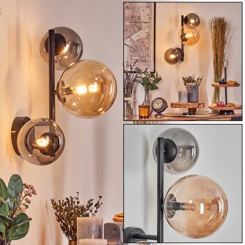 Chehalis globe light, wall light Amber, Smoke-coloured, 3-light sources