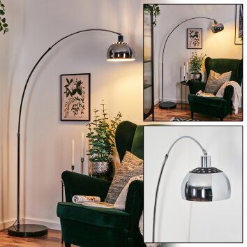 Baloca floor lamp, Arch lamps chrome, black, 1-light source