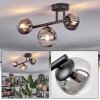 Chehalis ceiling light, globe light clear, Smoke-coloured, 3-light sources