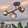 Chehalis ceiling light, globe light clear, Smoke-coloured, 3-light sources