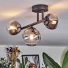 Chehalis ceiling light, globe light clear, Smoke-coloured, 3-light sources