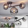 Chehalis ceiling light, globe light clear, Smoke-coloured, 3-light sources