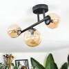 Chehalis ceiling light, globe light Amber, 3-light sources