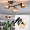 Chehalis ceiling light, globe light Amber, clear, 3-light sources