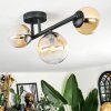 Chehalis ceiling light, globe light Amber, clear, 3-light sources