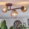Chehalis ceiling light, globe light Amber, clear, 3-light sources