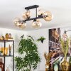Gastor ceiling light, globe light Amber, clear, 6-light sources