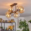 Gastor ceiling light, globe light Amber, clear, 6-light sources