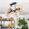 Gastor ceiling light, globe light Amber, clear, 6-light sources