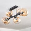 Gastor ceiling light, globe light Amber, clear, 6-light sources