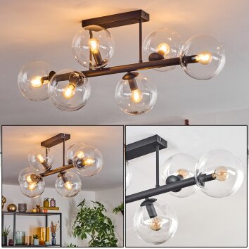 Gastor ceiling light, globe light clear, 6-light sources