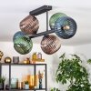 Koyoto ceiling light, globe light blue, green, coppery, 6-light sources